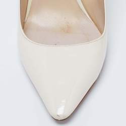 Pre Owned Jimmy Choo Cream Patent Leather Buckle Slingback Sandals Size 37