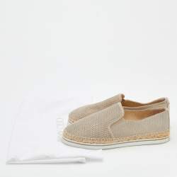 Pre Owned Jimmy Choo Beige Canvas Dawn Slip on Espadrille Size 41
