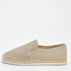 Pre Owned Jimmy Choo Beige Canvas Dawn Slip on Espadrille Size 41