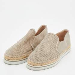 Pre Owned Jimmy Choo Beige Canvas Dawn Slip on Espadrille Size 41