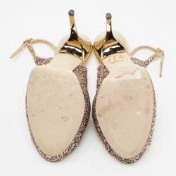 مملوكة مسبقًا Jimmy Choo Multicolor Coarse Glitter Verity Peep-Toe Platform Slingback Sandals Size 39