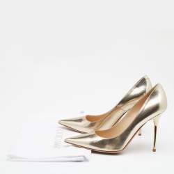 Pre Owned Jimmy Choo Metallic Gold Leather Anouk Pointed Pumps Size 37
