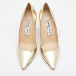 Pre Owned Jimmy Choo Metallic Gold Leather Anouk Pointed Pumps Size 37