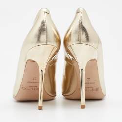 Pre Owned Jimmy Choo Metallic Gold Leather Anouk Pointed Pumps Size 37