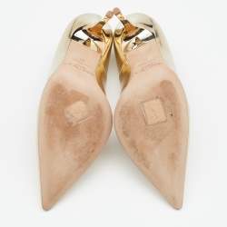 Pre Owned Jimmy Choo Metallic Gold Leather Anouk Pointed Pumps Size 37