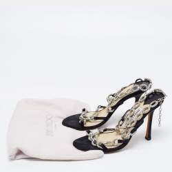 Pre Owned Jimmy Choo Black Satin Crystal Embellished Sandals Size 37