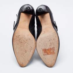 Pre Owned Jimmy Choo Black Leather Buckle Detail Ankle Booties Size 37