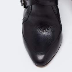 Pre Owned Jimmy Choo Black Leather Buckle Detail Ankle Booties Size 37