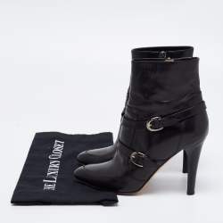 Pre Owned Jimmy Choo Black Leather Buckle Detail Ankle Booties Size 37