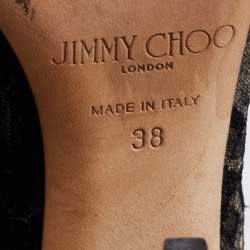 مملوكة مسبقًا حذاء بوت للكاحل جيمي تشو كاماريس سويدي ودانتيل أسود مطرز ورد مقاس 38