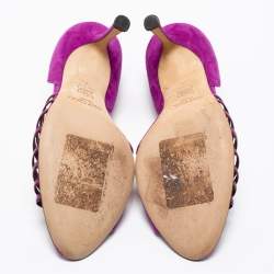 مملوكة مسبقًا صندل جيمي تشو جلد لامع وسويدي بنفسجي دورساي مقاس 40