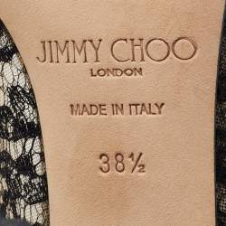 Pre Owned Jimmy Choo Black Lace And Patent Leather Abel Pumps Size 38.5