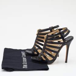 Jimmy Choo Black Snakeskin Glenys Gladiator Platform Sandals Size 36.5