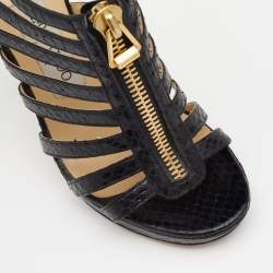 Jimmy Choo Black Snakeskin Glenys Gladiator Platform Sandals Size 36.5