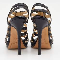 Jimmy Choo Black Snakeskin Glenys Gladiator Platform Sandals Size 36.5