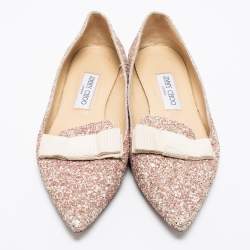 Pre Owned حذاء بالرينا فلات جيمي تشو جالا غليتر متعدد الألوان مقاس 38.5