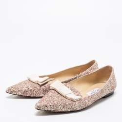 Pre Owned حذاء بالر ينا فلات جيمي تشو جالا غليتر متعدد الألوان مقاس 38.5