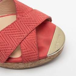 Pre Owned صندل سلايد جيمي تشو بريما جلد وردي كعب روكي فليني مقاس 39