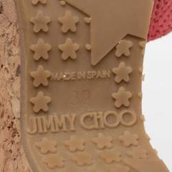 Pre Owned صندل سلايد جيمي تشو بريما جلد وردي كعب روكي فليني مقاس 39