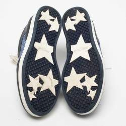 Pre Owned Jimmy Choo Blue Glitter And Leather Low Top Sneakers Size 38