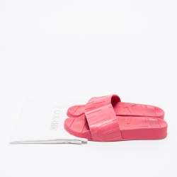 Jimmy Choo Pink Rubber Flat Slides Size 38