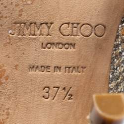 Jimmy Choo Silver/Gold Glitter And Leather Mary Jane Pumps Size 37.5