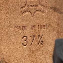 Pre Owned Jimmy Choo Black Leather Studded Ankle Strap Sandals Size 37.5