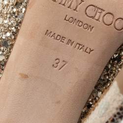 Pre Owned Jimmy Choo Gold Coarse Glitter Victoria Pumps Size 37