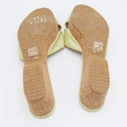 Pre Owned صندل سلايدز جيمي تشو بريما  جلد لامع أخضر نعل روكي فيلين مقاس 40