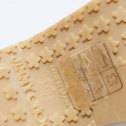 Pre Owned صندل سلايدز جيمي تشو بريما  جلد لامع أخضر نعل روكي فيلين مقاس 40