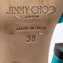 Pre Owned صندل جيمي تشو سويدي أزرق تركواز سير كاحل مقاس 38