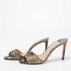Pre Owned Jimmy Choo Multicolor Snakeskin Leather Stacey Slide Sandals Size 39