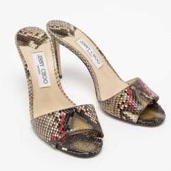 Pre Owned Jimmy Choo Multicolor Snakeskin Leather Stacey Slide Sandals Size 39