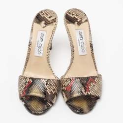 Pre Owned Jimmy Choo Multicolor Snakeskin Leather Stacey Slide Sandals Size 39