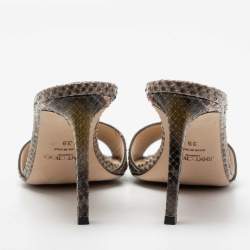 Pre Owned Jimmy Choo Multicolor Snakeskin Leather Stacey Slide Sandals Size 39