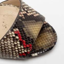 Pre Owned Jimmy Choo Multicolor Snakeskin Leather Stacey Slide Sandals Size 39