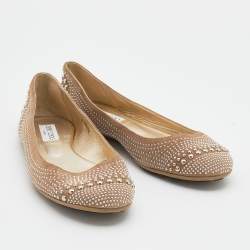 Pre Owned Jimmy Choo Beige Suede Sudded Ballet Flat Size 39