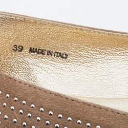 Pre Owned Jimmy Choo Beige Suede Sudded Ballet Flat Size 39