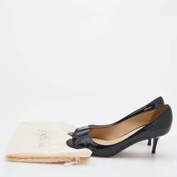 Pre Owned Jimmy Choo Black Patent Leather Isabel Peep Toe Pumps Size 37