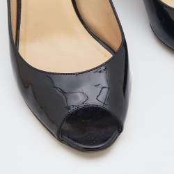 Pre Owned Jimmy Choo Black Patent Leather Isabel Peep Toe Pumps Size 37
