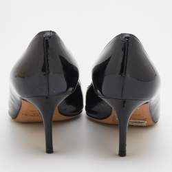 Pre Owned Jimmy Choo Black Patent Leather Isabel Peep Toe Pumps Size 37