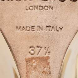 Pre Owned Jimmy Choo Gold Leather Baxen Peep-Toe Wedge Pumps Size 37.5
