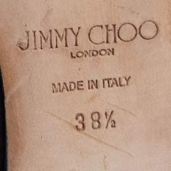 Pre Owned Jimmy Choo Black Patent and Leather Gamble Crisscross Ballet Flats Size 38.5