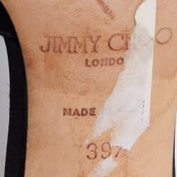 مملوكة مسبقًا Jimmy Choo Black Satin Crystal Embellished Open Toe Sandals Size 39.5