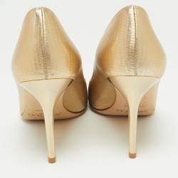Pre Owned Jimmy Choo Metallic Gold Leather Abel Pointed Toe Pumps Size 36