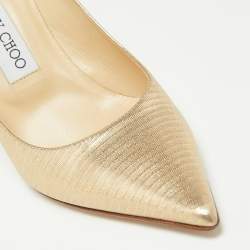 Pre Owned Jimmy Choo Metallic Gold Leather Abel Pointed Toe Pumps Size 36