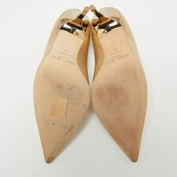 Pre Owned Jimmy Choo Metallic Gold Leather Abel Pointed Toe Pumps Size 36