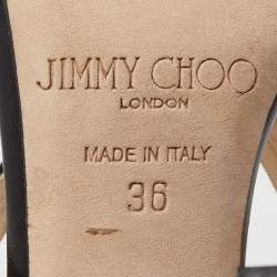 Pre Owned Jimmy Choo Black/Gold Leather Strappy Sandals Size 36
