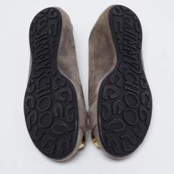 Pre Owned Jimmy Choo Grey Suede Ballet Flats Size 37