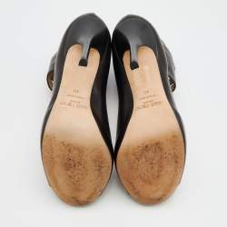 Pre Owned Jimmy Choo Black Leather Cut-Out Booties Size 40